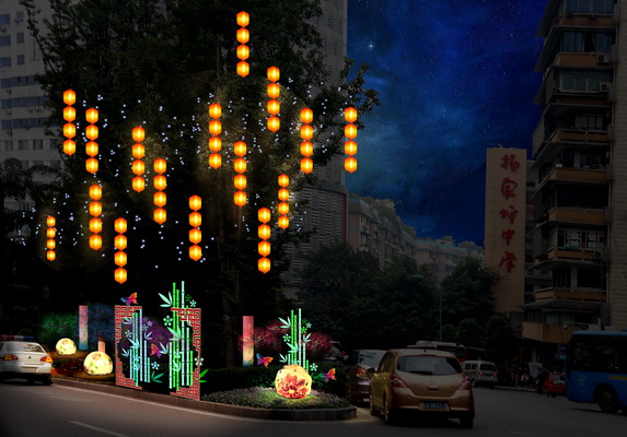 重庆杨家坪商圈2014马年迎春灯饰亮化设计(图11)